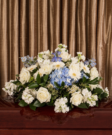 Blue and White Small Casket Spray