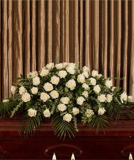 White Roses Casket Spray