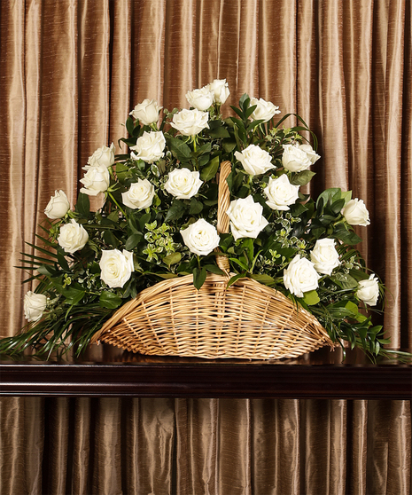 White Roses Fireside Basket